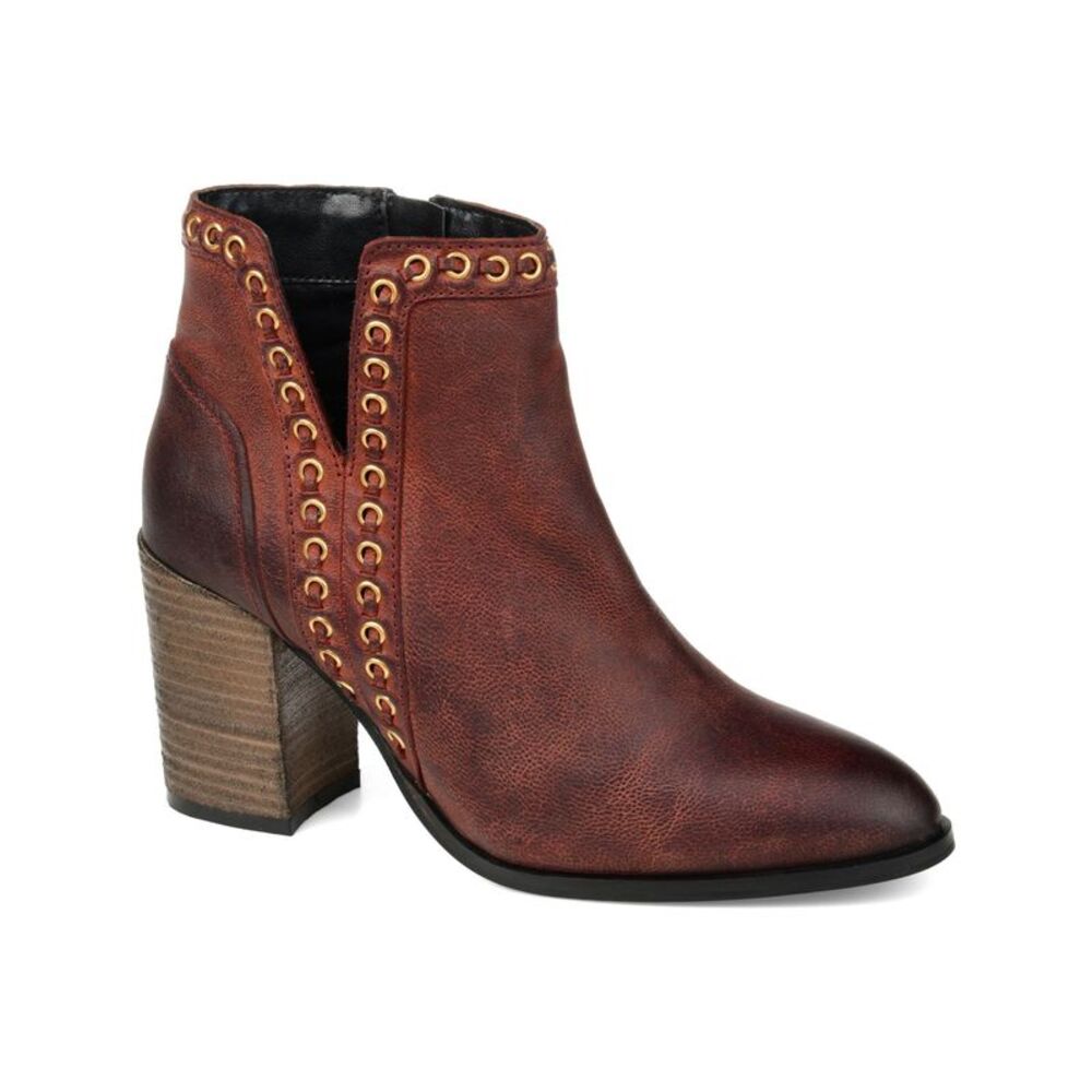 JOURNEE SIGNATURE Womens Red Cushioned Eyelet Jorri Zip-Up Booties 5.5